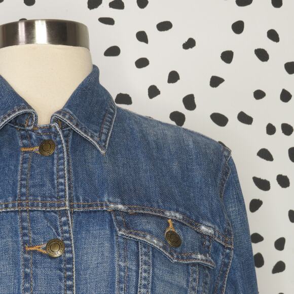 Lauren Jeans Co. Ralph Lauren Medium Wash Denim Button Front Jean Jacket - Picture 2 of 8